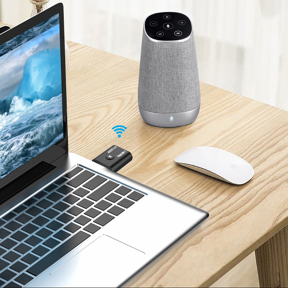 BOKEWU Bộ Chuyển Đổi USB Không Dây 2 Trong 1 Bluetooth 5.0 Bộ Thu Phát Âm Thanh Dongle Âm Nhạc Cho Máy Tính Máy Tính Xách Tay Loa Tai Nghe
