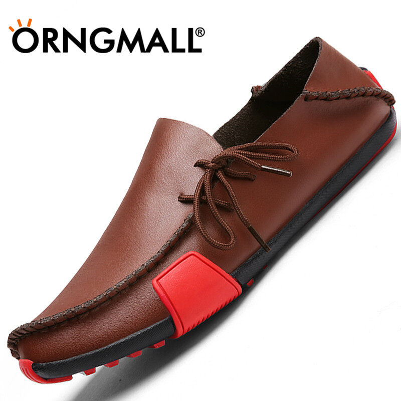 ORNGMALL New Arrivals Men's Cow Leather Driving Loafers Casual Leather Shoes Fashion Slip-On Boat Shoes Lazy Shoes Large Size 38-47 Shoes for Men