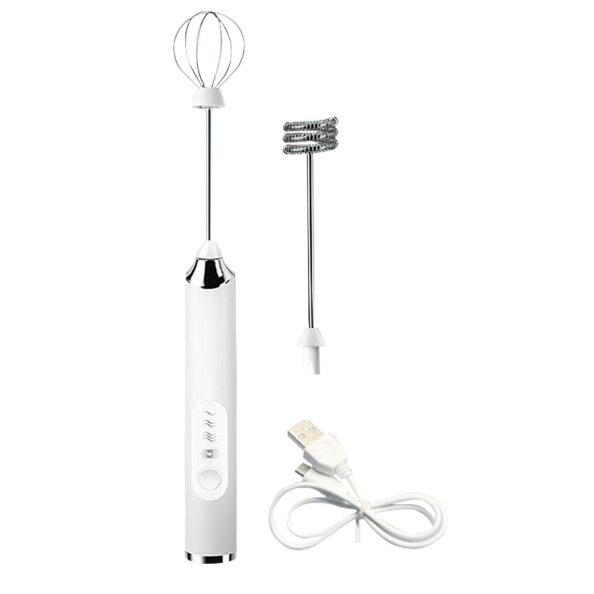 Milk Frother Handheld, Coffee Frother USB Rechargeable Electric Foam Maker Egg Beater With Double Spring Whisk Head For Cappuccino, Frappe, Matcha, Hot Chocolate, Lattes