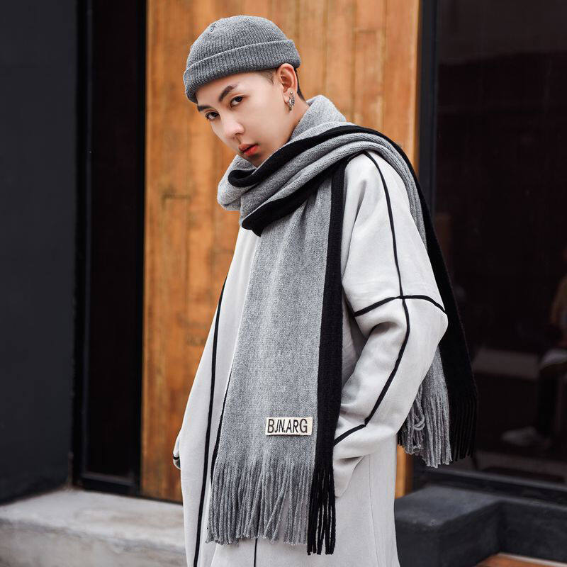 Valazo Scarf men winter new wild Korean version of simple men's scarf knitted wool scarf students long young people