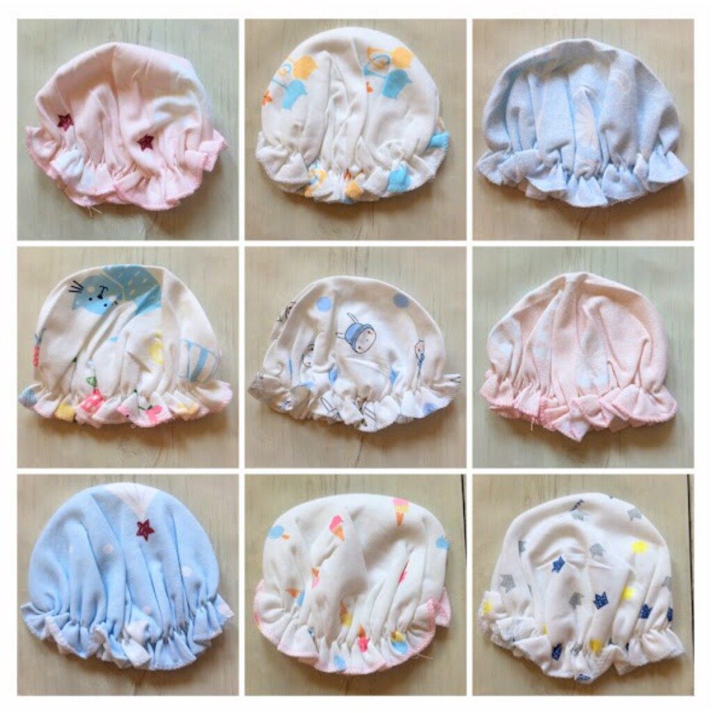 Nón sơ sinh cotton chun mềm cho bégái