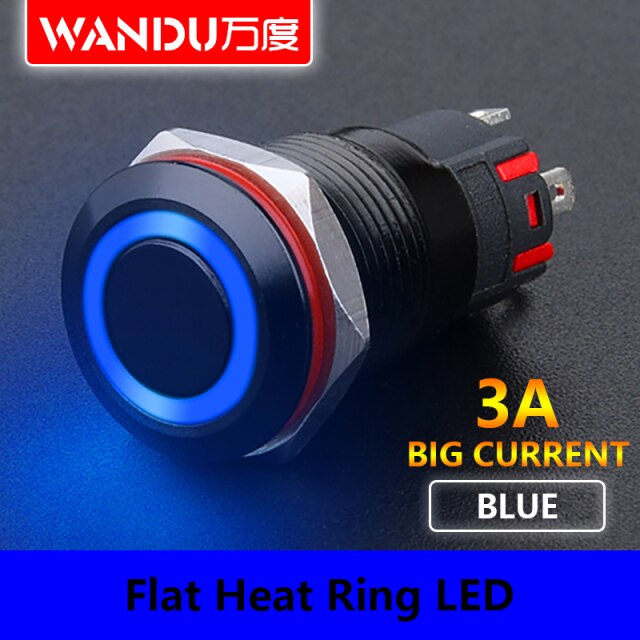 Wd 12mm Ring Light Flat Head Ip67 Metal Push Button Switch | Lazada PH