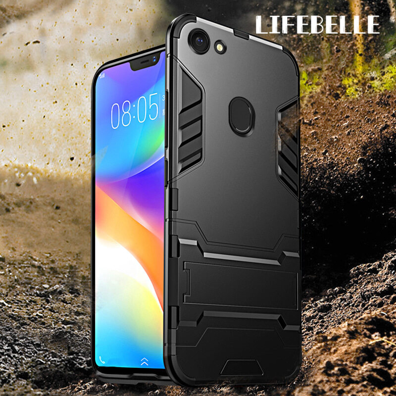 Lifebelle Cho OPPO F5 / F5 Tuổi Trẻ/Ốp A73, Vỏ Điện Thoại Lai Chống Sốc Kiểu Áo Giáp Nhựa Cứng + Thiết Kế Chân Đế Bằng Silicon Mềm