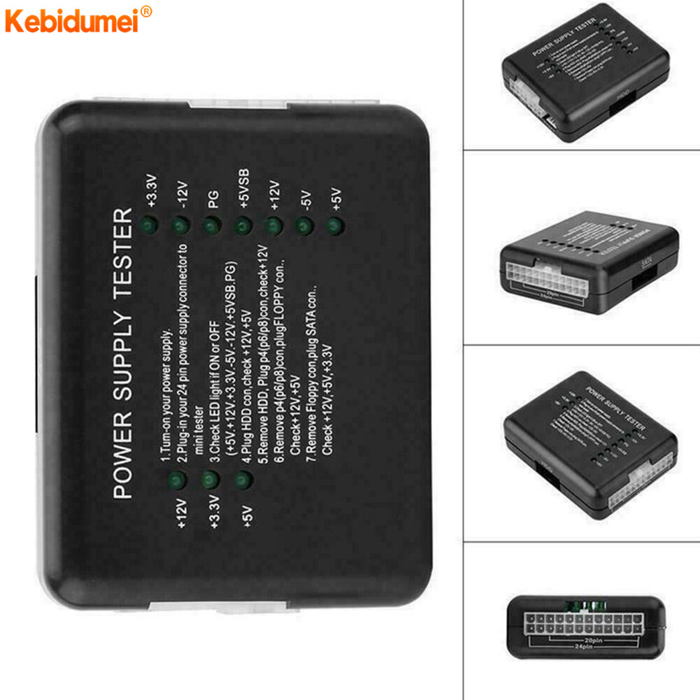 Kebidumei 20/24 Pin PSU ATX SATA HDD Power Supply Tester LED Indication Diagnostic Tool Testing For Anode Cathode 12V 5V 3.3V