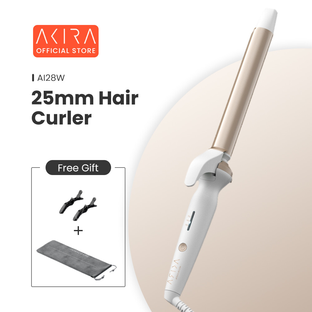 Japan AKIRA 25mm Professional Negative Ions Hair Curler Curling Wand Tapered Ceramic Tourmaline Barrel for Long Hair Beach Wave Curling Irons Dual Voltage Instant Heat for Women Gifts