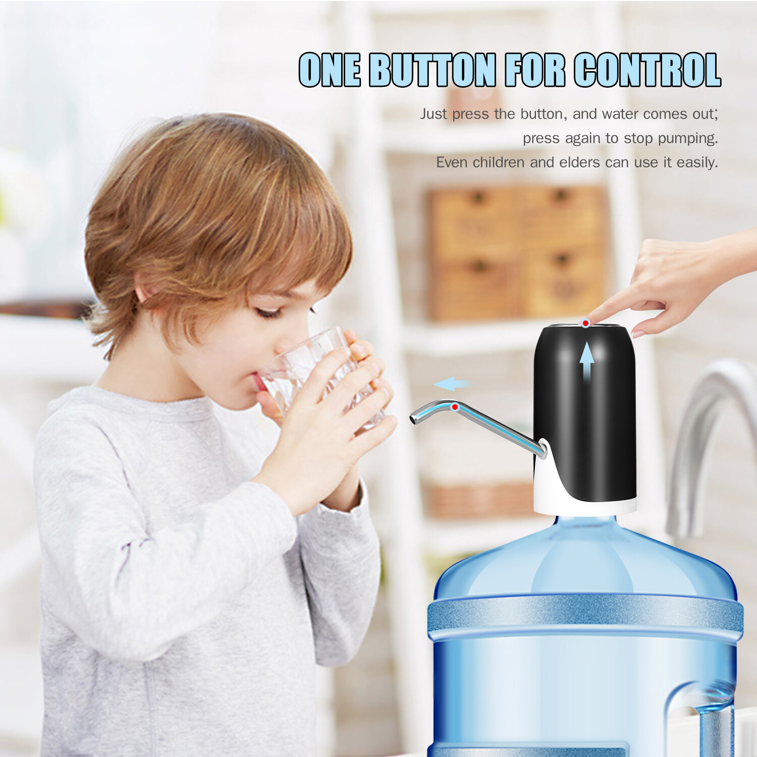 Smart Sensor Electric Drinking Water Pump Portable USB Rechargeable Automatic Water Dispenser Intelligent Water-suction Device with Indicator Light for Home Office Camping