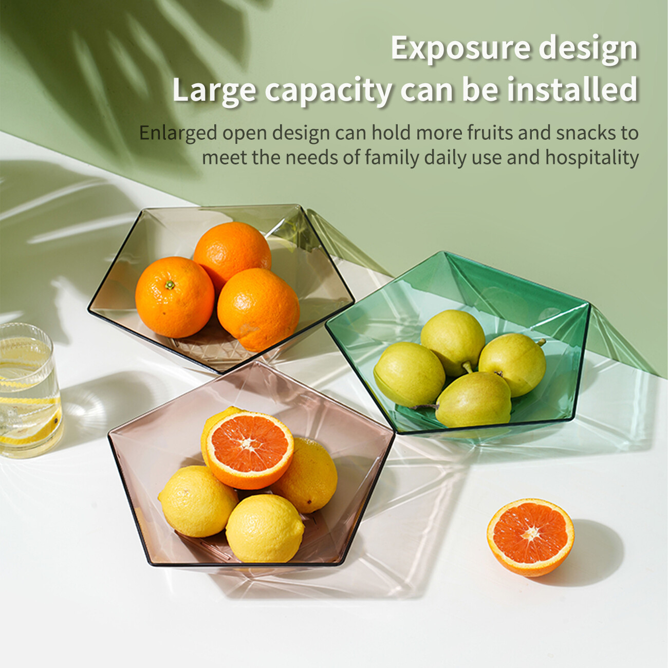 Homenhome Dinnerware PET Five-Star Crystal Transparent Fruit Plate Bowl