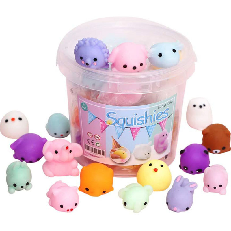 🎁JCTTTY🎀 24pcs Squishy Toy Cute Animal Antistress Ball Mochi Toy Stress Relief Toys