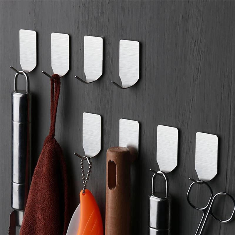 6Pcs Stainless Steel Wall-mounted Hook Bathroom Self-adhesive Towel Hook