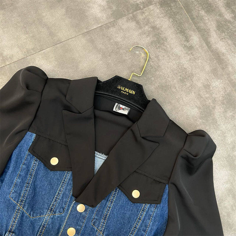 Suit Stitching Denim Jumpsuit Women Waist Slim Jumpsuit 2022 New Summer Ladies Casual Jumpsuit