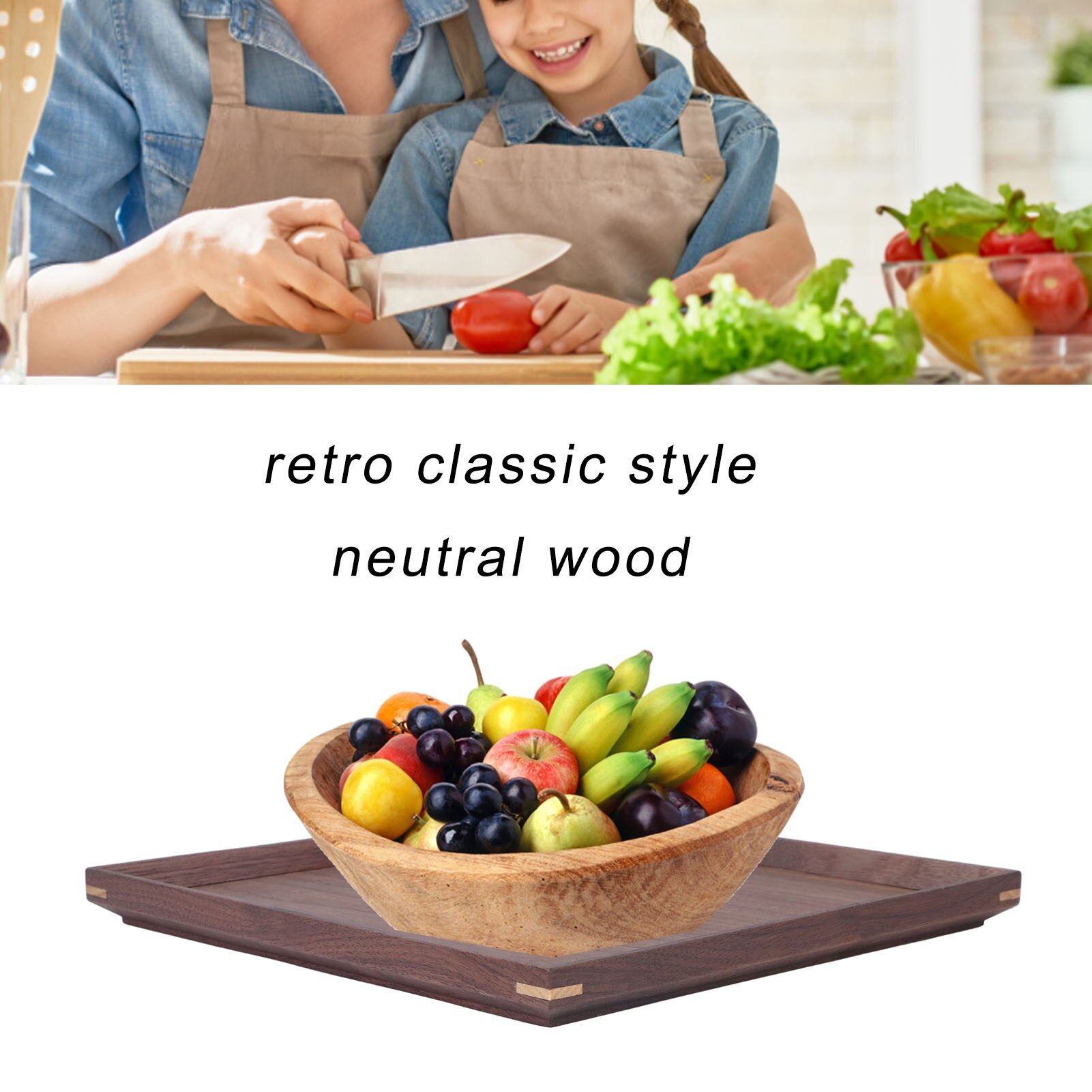 Wooden Tray, Retro Classic Style   Quadrate  Shape Black  Walnut   Coffee Table Tray for Kitchen for Tableware