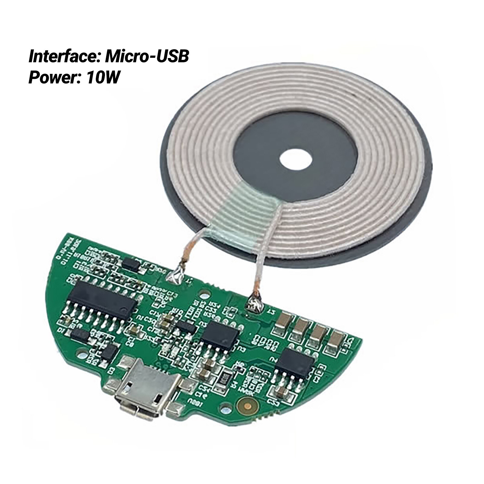 Wireless Charger Module Low Temperature Fast Charging Micro USB Port 10W Qi Wireless Charger Module Transmitter PCBA Circuit Board Coil DIY for Smartphone Convenient Mini Wireless