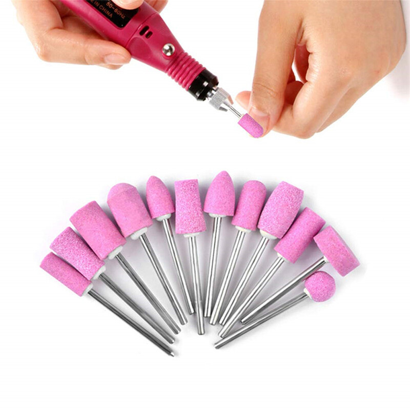 [Ready stock] KIRRUN 12Pcs Ceramic Nail Drill Bits, Stainless Steel Ceramic Electric Machine Drill Bits File Nail Art Polishing Grinding Head Manicure Pedicure Tools Set