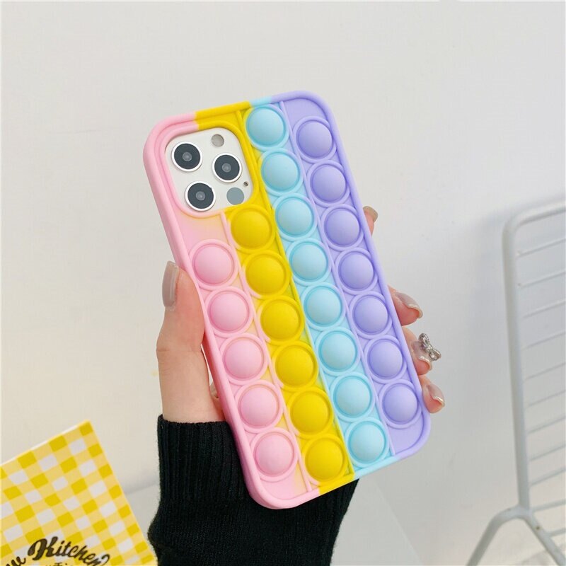 Beautiful Rainbow Massage Decompression Case for IPhone 15 Pro Max 14 Plus 13 12 Mini 11 XR XS Max SE 6S 7 8 Plus Soft Silicone Shockproof Cover