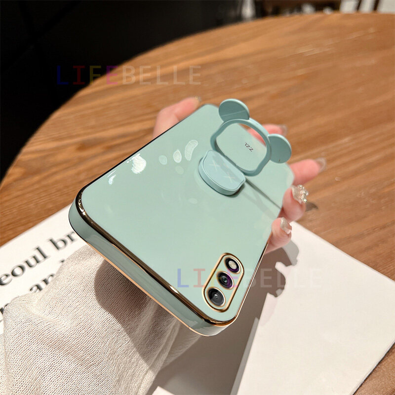 LIFEBELLE Ốp Cho Samsung Galaxy A50 A50s A30s A70 Ốp, Có Giá Đỡ Gấu Dễ Thương Ốp Điện Thoại Mềm Sáng Tạo Cao Cấp Sang Trọng Cho Cặp Đôi Nữ Mạ Ốp Lưng Bảo Vệ Chống Sốc Bằng Silicon