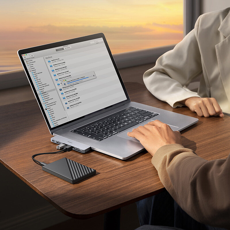 Bộ Chuyển Đổi Hub Baseus Màu Xám 5 Trong 1 Loại USB C Sang USB 3.0*2 / SD / TF Cho Macbook Pro Phụ Kiện Máy Tính Với Nguồn Điện PD Loại C