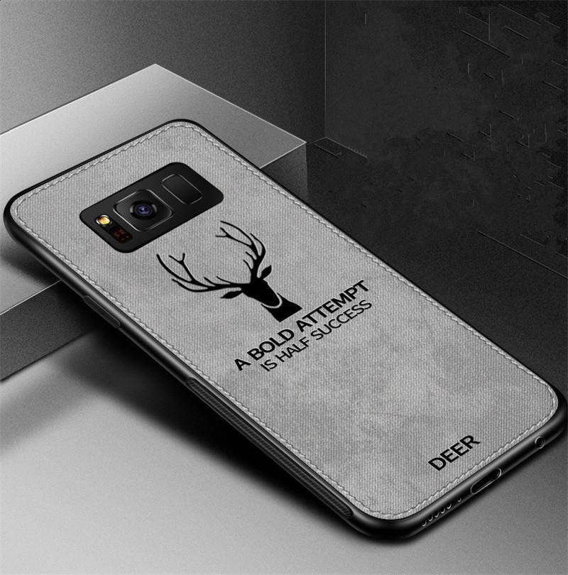 Zeallion For [Samsung Galaxy S8 Plus/G935 A10 M10 A20 A30 A40 A50 A60 A70 A51 A71] Vintage Deer Soft Canvas Weaving Elk Pattern Back Case
