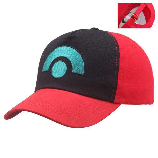 Anime Cute Splicing Sun Hat Ash Ketchum Cosplay Hat Embroidery Baseball Cap Pocket Adjustable Prop