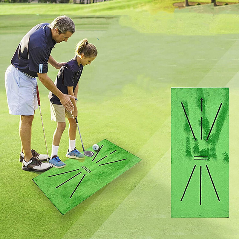 Wellsunny Foldable Golf Hitting Mat Swing Training Aid Portable Golf Practice Training Mat
