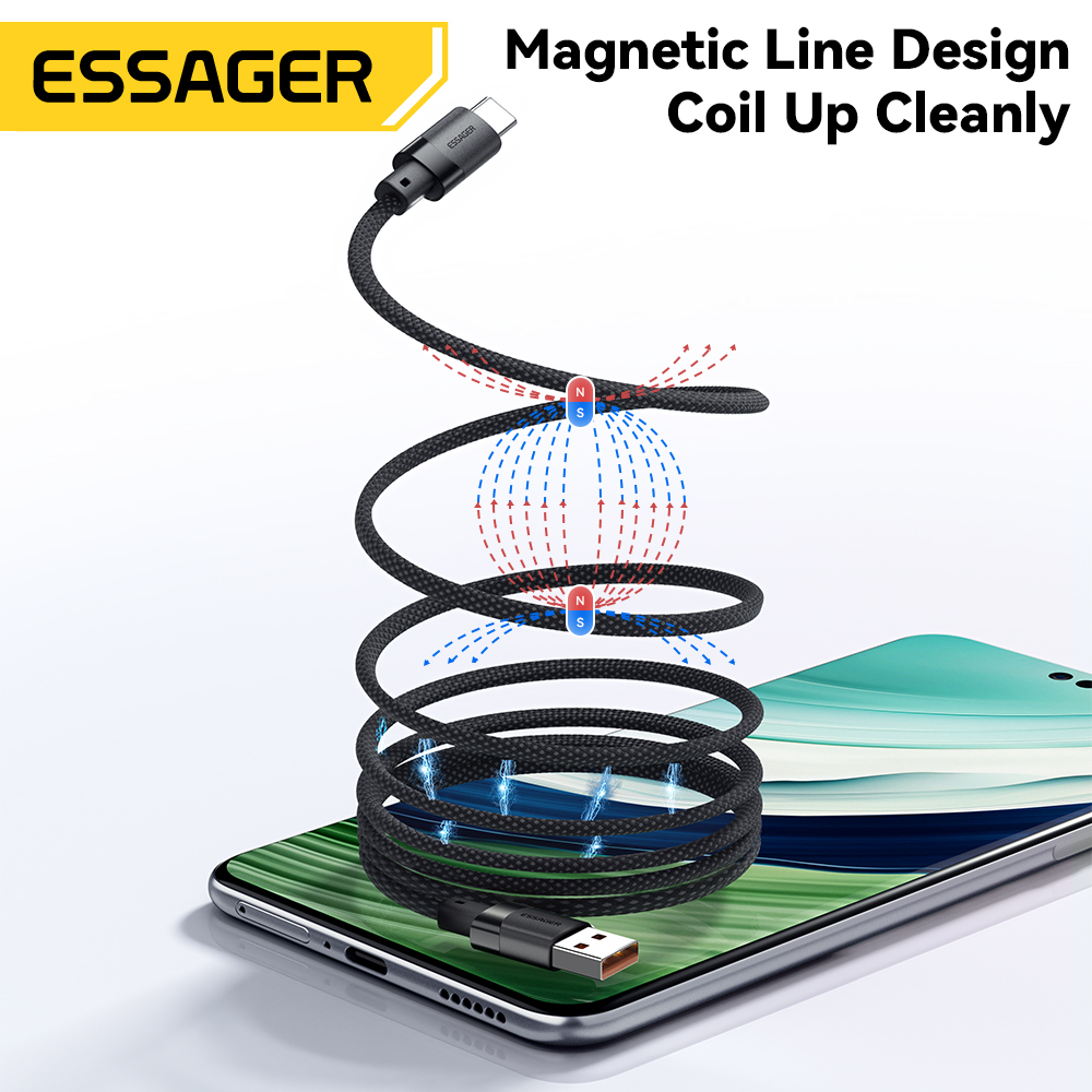 Essager 100W USBA để Loại C Cáp 7A USB cáp sạc nhanh Loại C cho Iphone Samsung Xiaomi Huawei mate60 Pro Honor nhanh chóng sạc Loại C Cáp