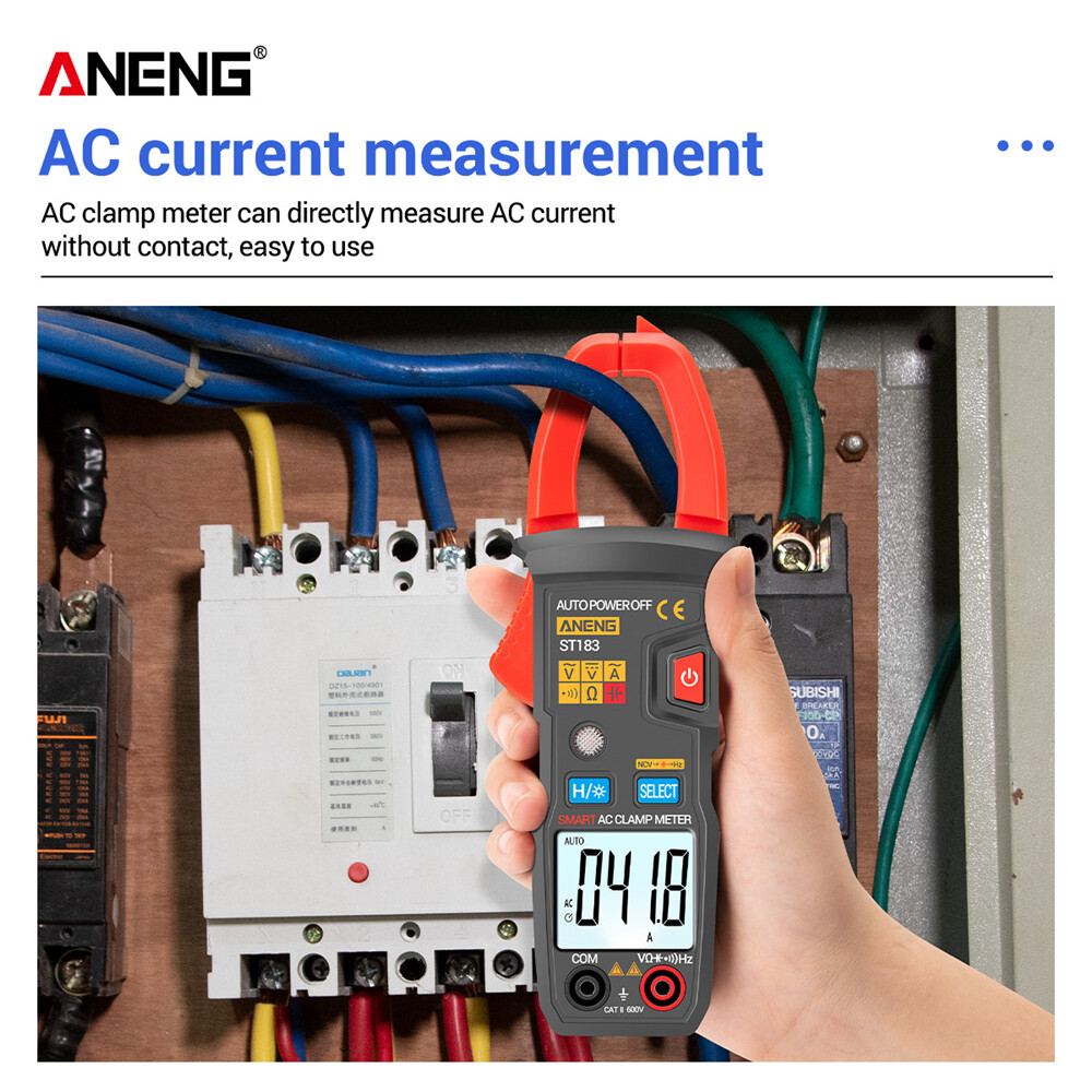 ANENG ST183 6000 Counts Digital AC Current Clamp Meter 600A Automatic Range Multimeter with Backlight Voltage Meter Clamp Gauge NCV Test Clamp Ammeter Universal Meter Tester Measuring Capacitance / AC Current / AC/DC Voltage / Resistance / Frequency
