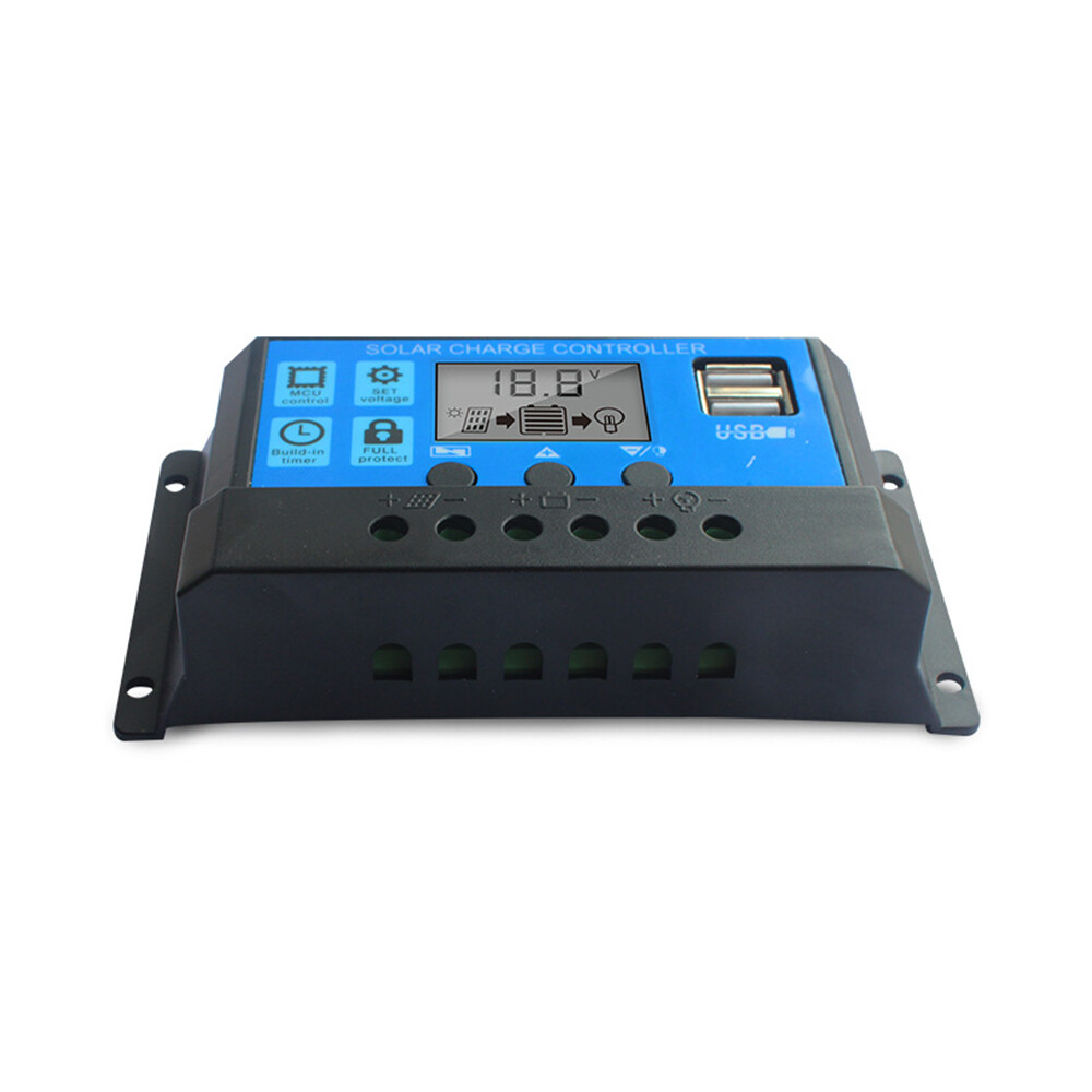 100A Solar Charge Controller, Upgraded Solar Panel USB Port Solar Panel Battery Intelligent Regulator, Multi-Function Adjustable LCD Display Street Light Controller