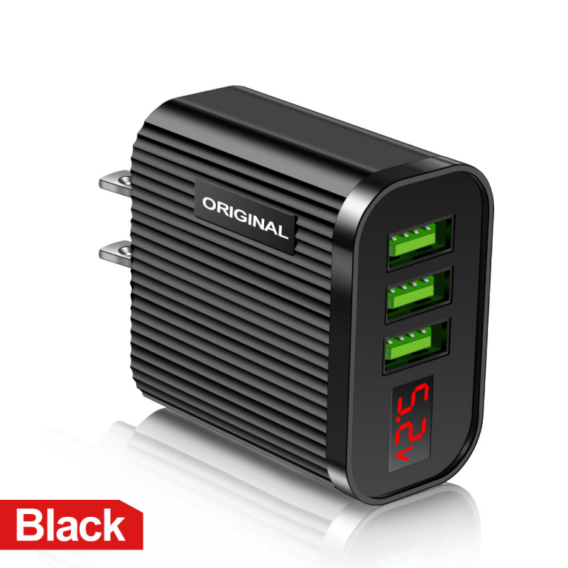 3USB Digital Display 3.1A Multi-port 3-port Mobile Phone Charger Euro-US Travel Charger Charging Head