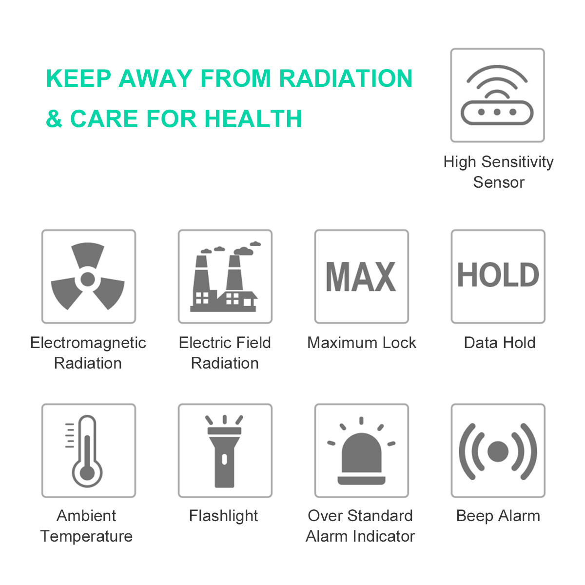 Máy Đo EMF Cảm Biến Thông Minh, Máy Dò Bức Xạ Điện Từ, Máy Kiểm Tra Bức Xạ Sóng Điện Từ Độ Chính Xác Cao Cầm Tay Gia Dụng Máy Theo Dõi Bức Xạ FY876 Màu Đen