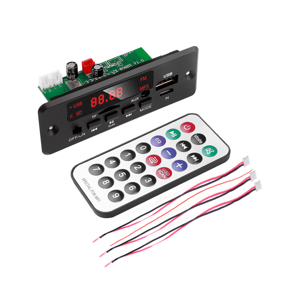 KEBIDU Bộ Khuếch Đại 2X25W Bo Mạch Giải Mã 12V Bo Mạch Giải Mã Bluetooth 5.0 MP3 WMA Với Mic Rảnh Tay Chức Năng Ghi Âm Mô-đun Âm Thanh USB TF Radio Máy Nghe Nhạc MP3 Trên Xe Hơi