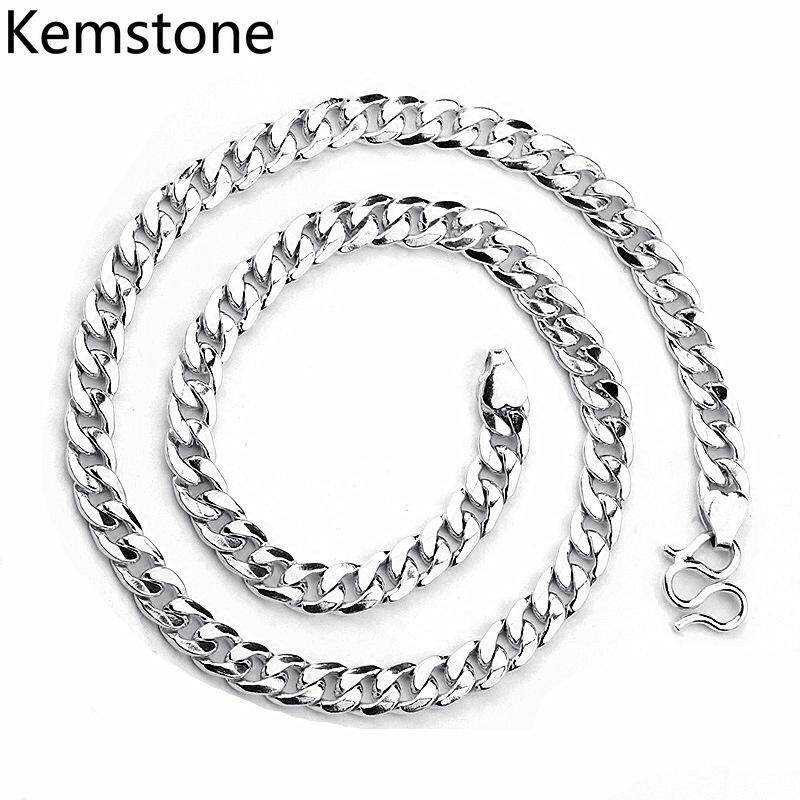 Kemstone Simple Style Necklaces Copper Alloy Plated Silver Hip Hop Horsewhip Chains for Men