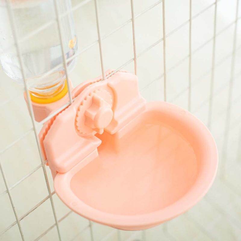 Pet Cage Hanging Type Automatic Drinking Bowl Drinking Feeding Water Cat Feeder with Refill Bottle Kitten Slow Eat 1pcs Pink/Green/White