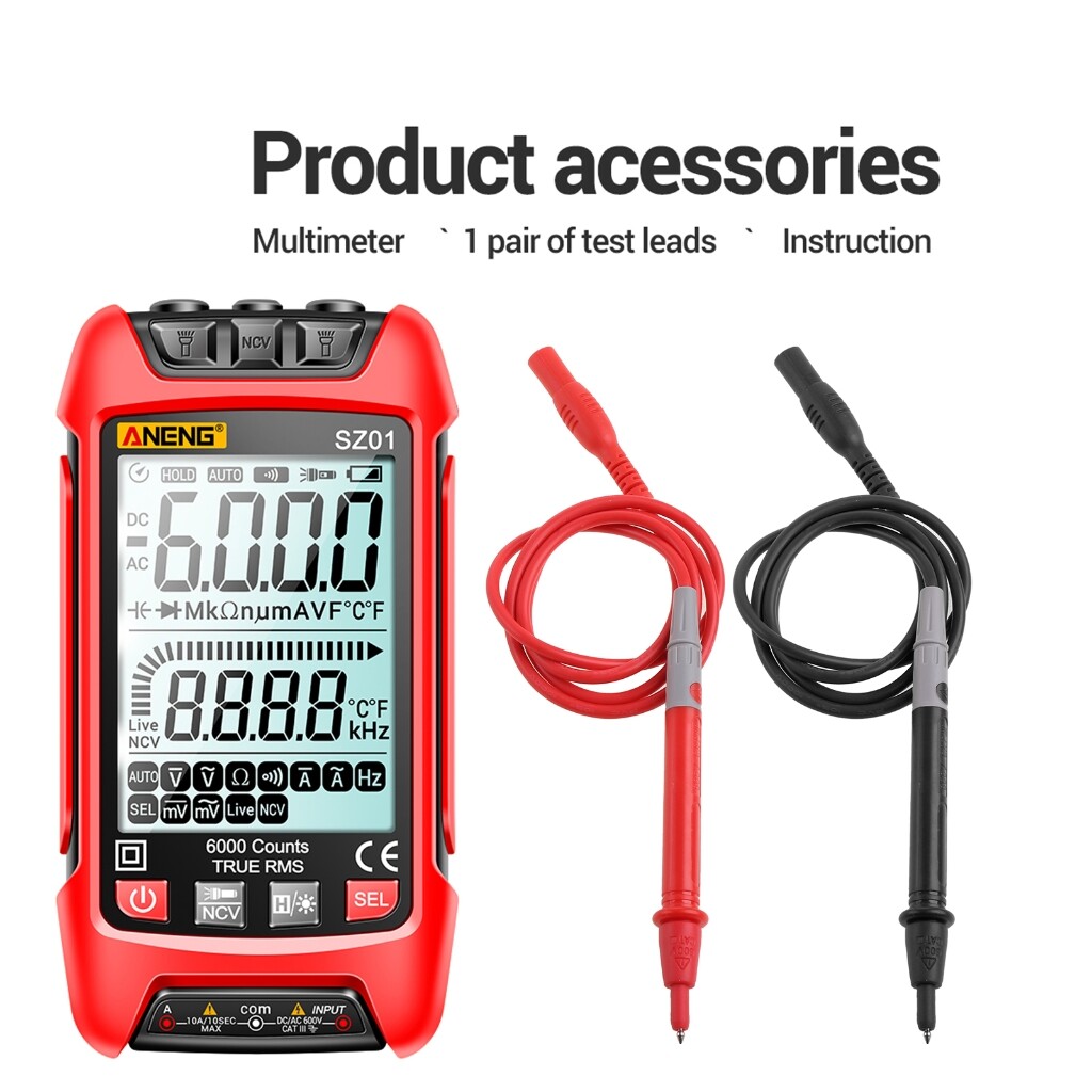 Digital Multimeter Multi- Tester Voltmeter Ammeter AC/for DC Voltage Current Resistance Frequency Electrical Test Meter