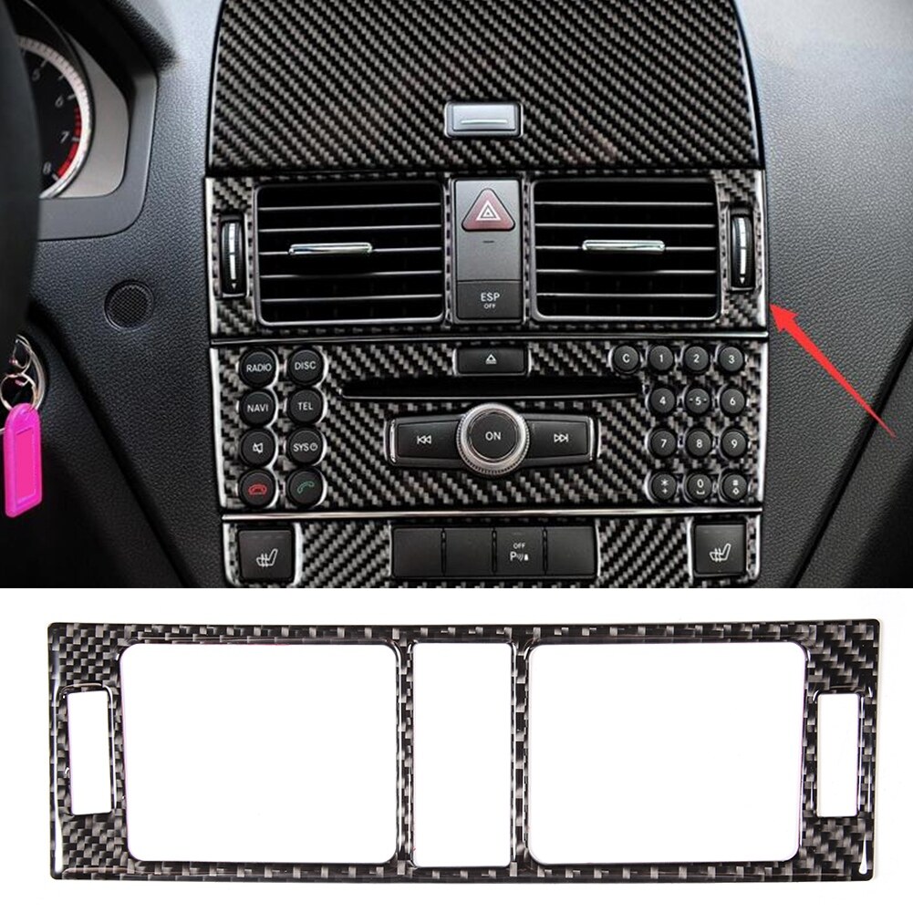 Carbon fiber center console a/c air vent panel trim fit for mercedes benz c class w204 05-12