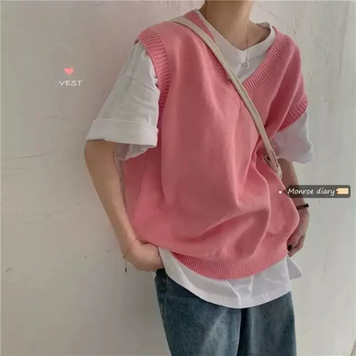 pink knitted vest