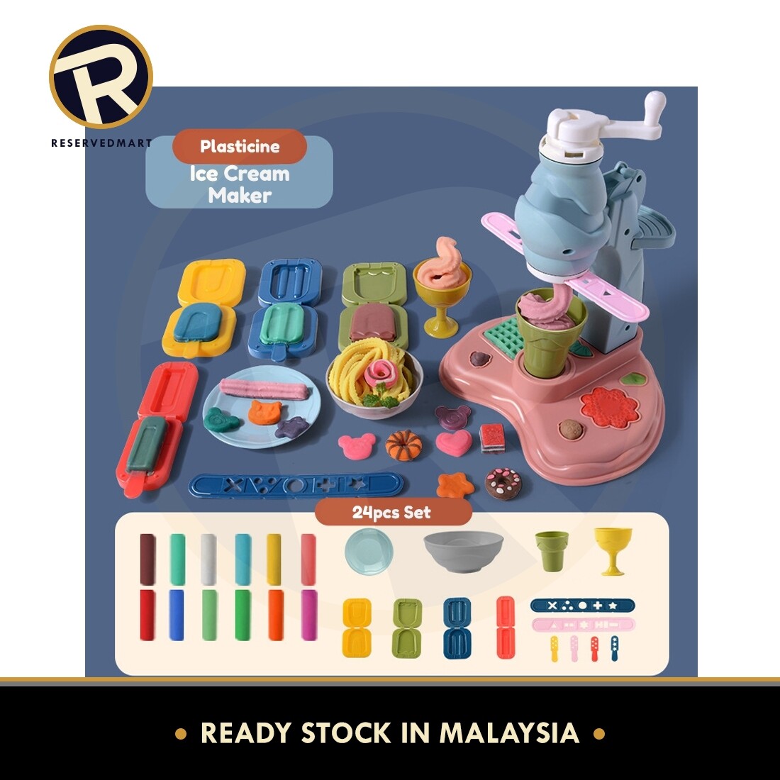 Reservedmart Kids Pretend Play Ice Cream Maker Plasticine Toy Clay Play