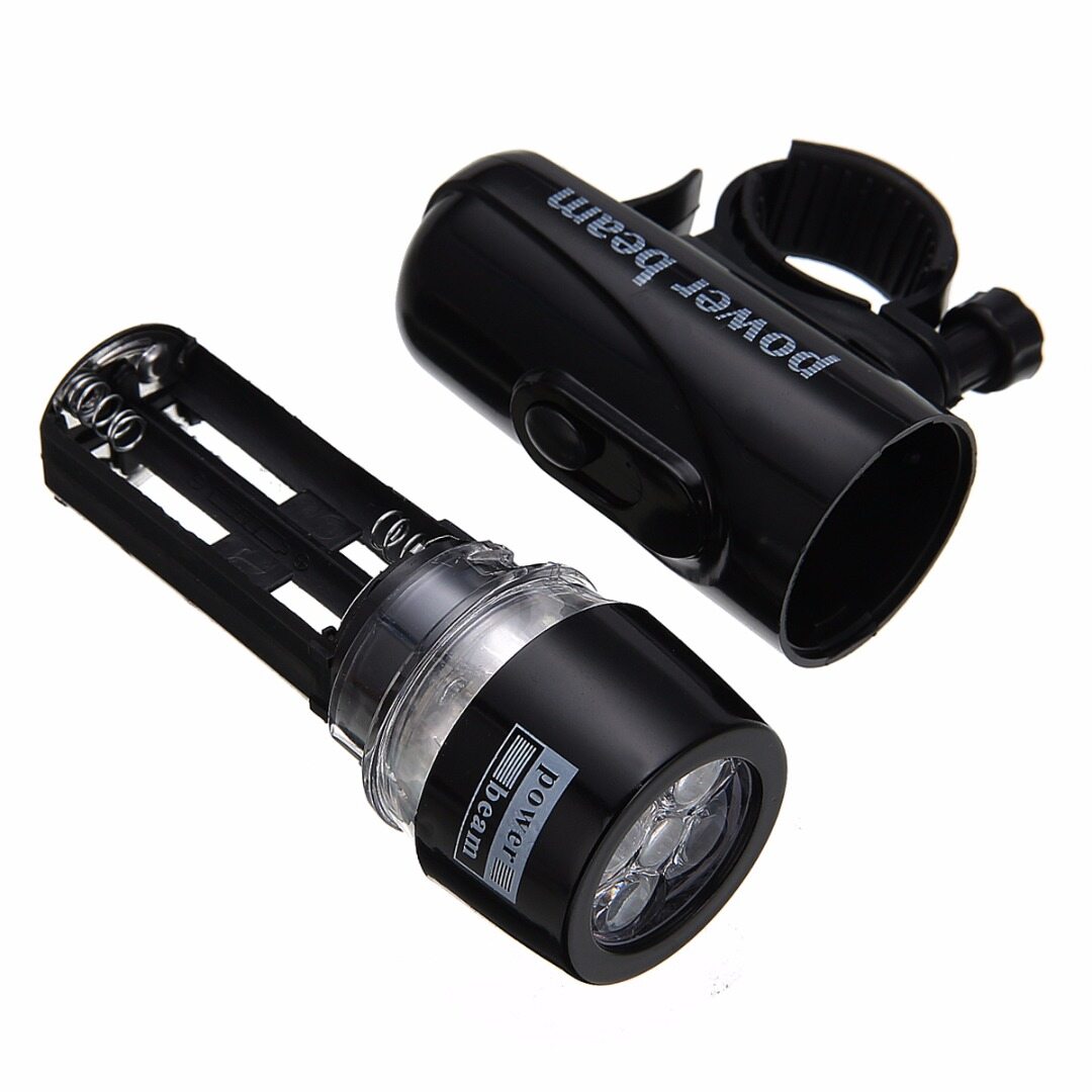 BOKALI 5 LED Flashlight Headlight + Taillight Bike Bicycle Warning Safety Lamp Set  battery (NOT included)