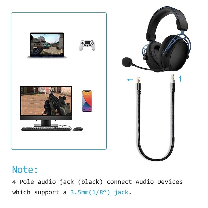 【Hàng Có Sẵn】 Cáp Tai Nghe Chơi Game HyperX Cloud For Alpha Cáp Thay Thế Bện Nylon