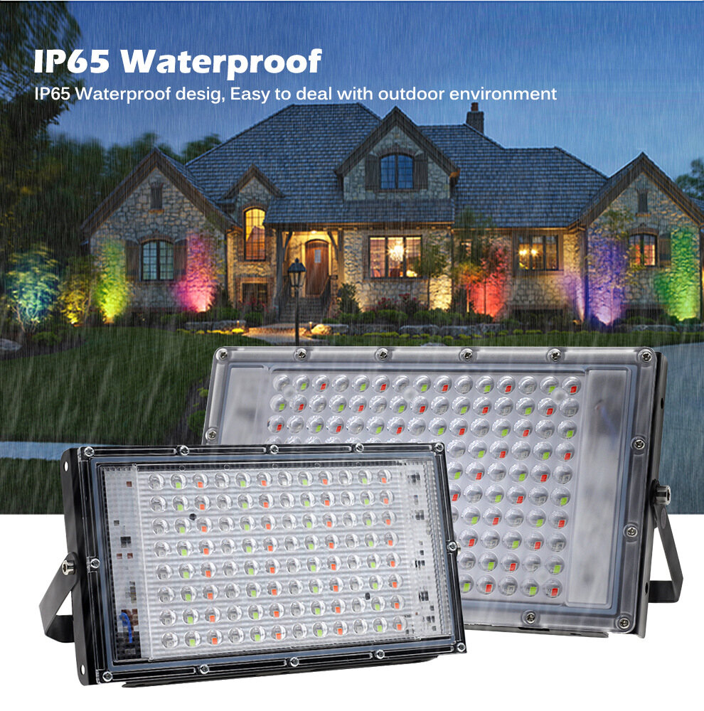 50W 100W 150W RGB LED Floodlight  With ON/OFF Switch Outdoor Waterproof Landscape Spotlight Lamp Remote Controller