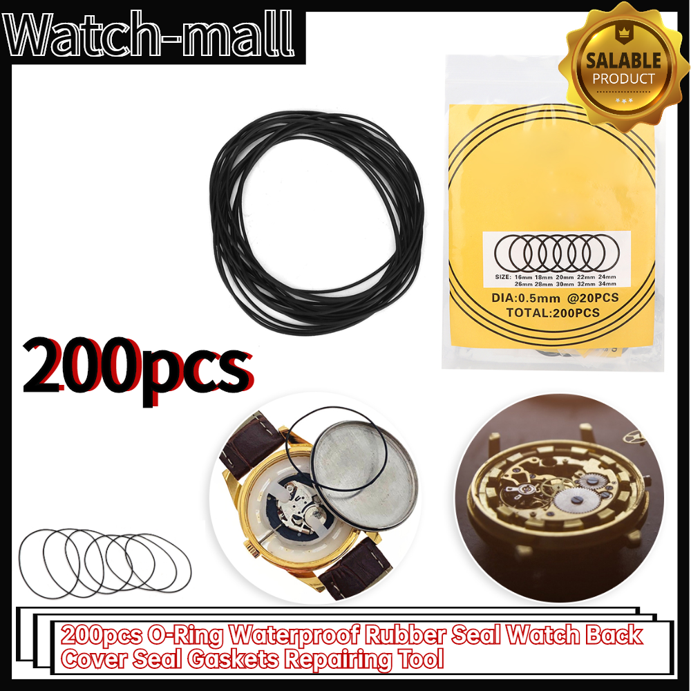 【Best Seller Watch】200pcs O-Ring Waterproof Rubber Seal Watch Back Cover Seal Gaskets Repairing Tool
