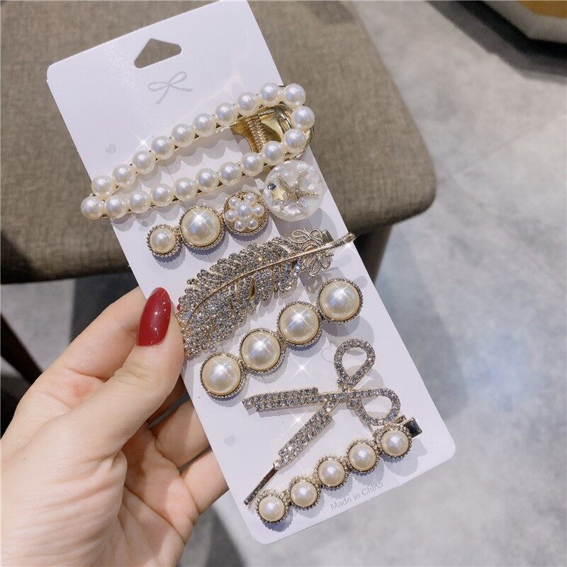 Set 6 kẹp tóc ngọc trai