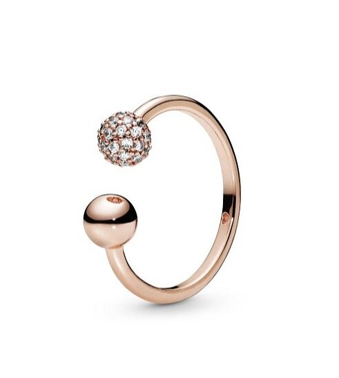 2021 Original Pandoras Polished & Pav?Bead Open Ring