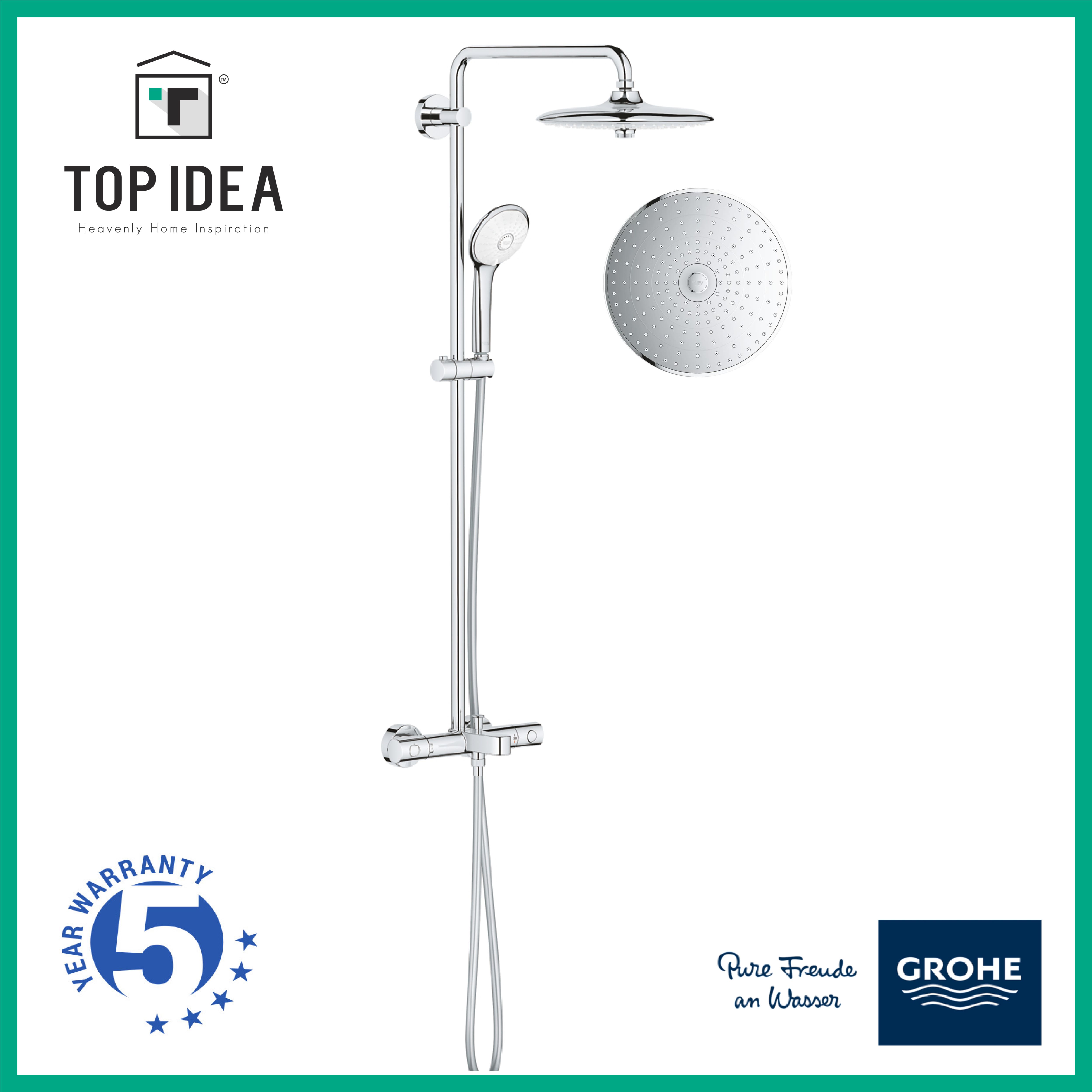 GROHE Euphoria 260 Shower System with Bath Thermostat 3 spray