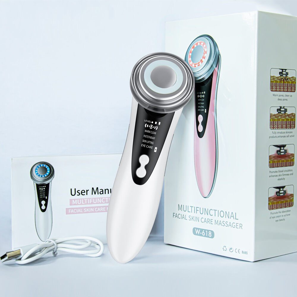 Hailicare 5 In 1 Multifunctional Facial Skin Care Massager Electric Facial Massage Device Color Light Import Instrument Clean Face Skin Rejuvenation Beauty Machine Warm Cleansing Anti Aging Lifting Tighten Face Skin Care Tool
