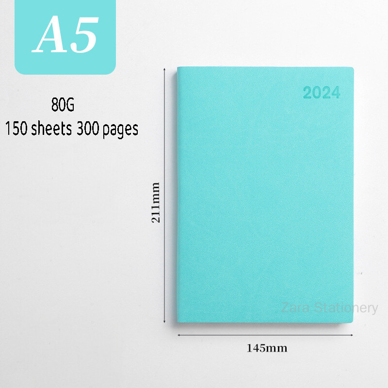 2024 A5 300Pages Planner English Agenda Notebook 365 Day Daily Efficiency Handbook Notebook Business Notepad Diary Book Stationery Available in Multiple Colors
