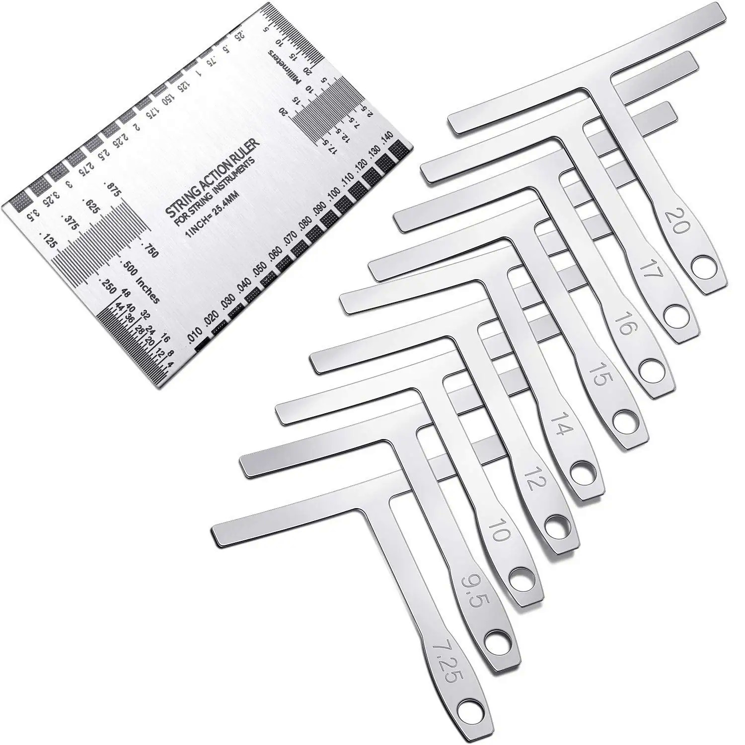Miwayer 10-piece kit - 1 guitar measuring tool and 9-piece T-shaped guitar ruler