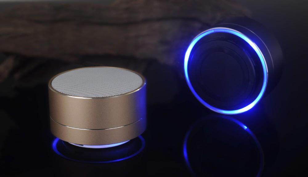 Supermall Wirelesss LED Phát Sáng Bộ Thu Bluetooth rảnh Tay Nghe Nhạc Kim Loại Loa Bluetooth
