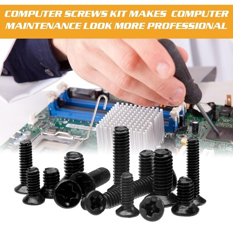 [Nzvu5py] ELECTRAPICK 300 Pcs M2 M2.5 M3 Laptop Notebook Computer Screws Kit Black Flat Head Screws with Screwdriver for Dell Sony IBM
