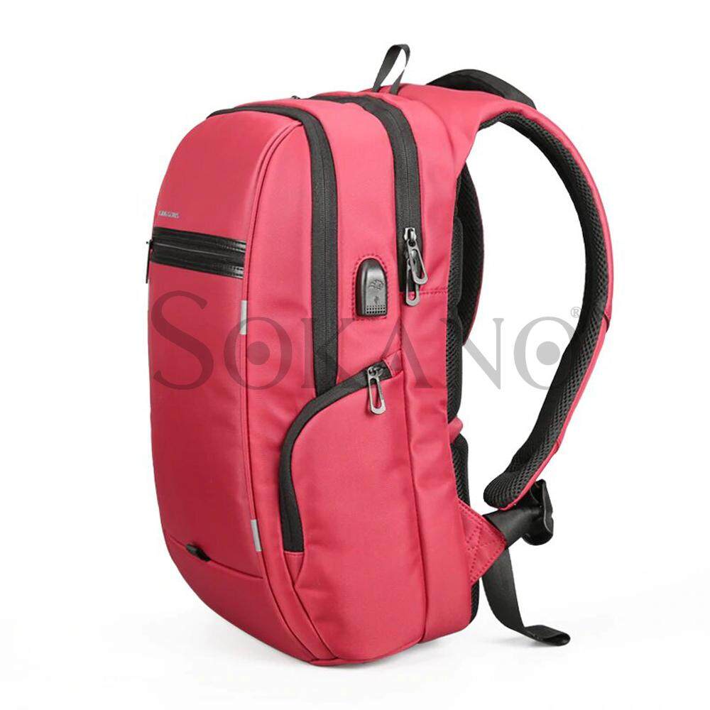 KINGSONS Design B KS3144W 15.6 inches City Elite Bag Designer Laptop Backpack Water Resistant Anti Theft Laptop Rucksack with USB Charging Port Red Lazada