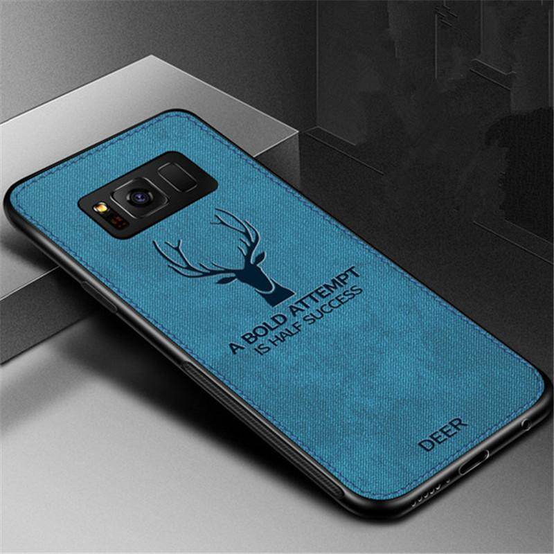 Cho [Samsung Galaxy S8/G950] Ốp Lưng Họa Tiết Nai Sừng Tấm Dệt Vải Bạt Mềm Hình Hươu Cổ Điển