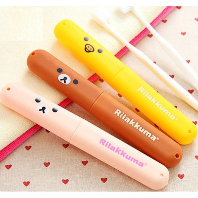 Sanhe 1pcs Portable Cartoon Bear Toothbrush Plastic Storage Box Travel Storage Box Random